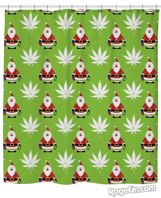 Green Christmas Shower Curtain