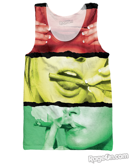Rasta Girl Rolling a Blunt Tank Top